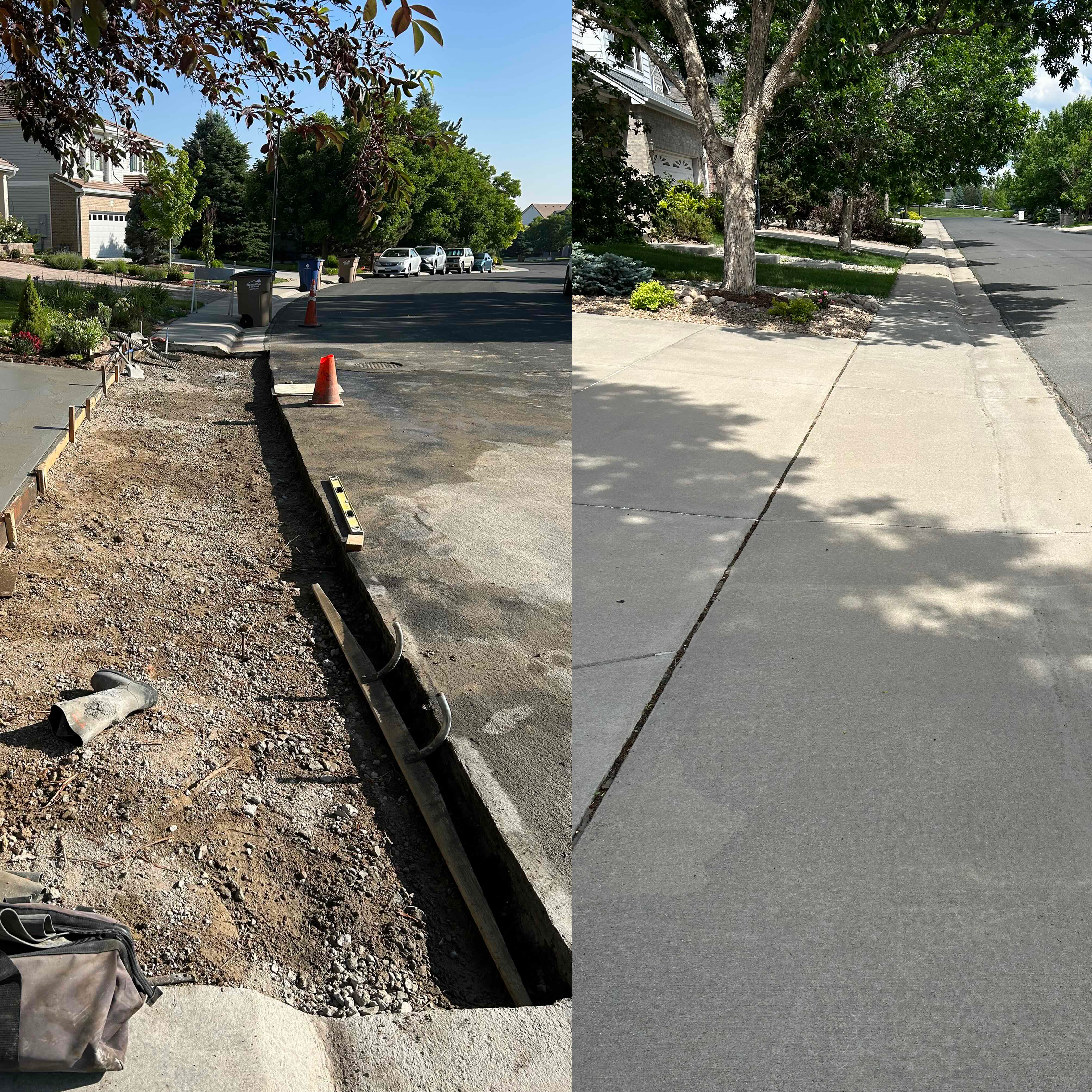 paved driveway between grass lawn